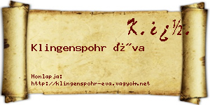 Klingenspohr Éva névjegykártya